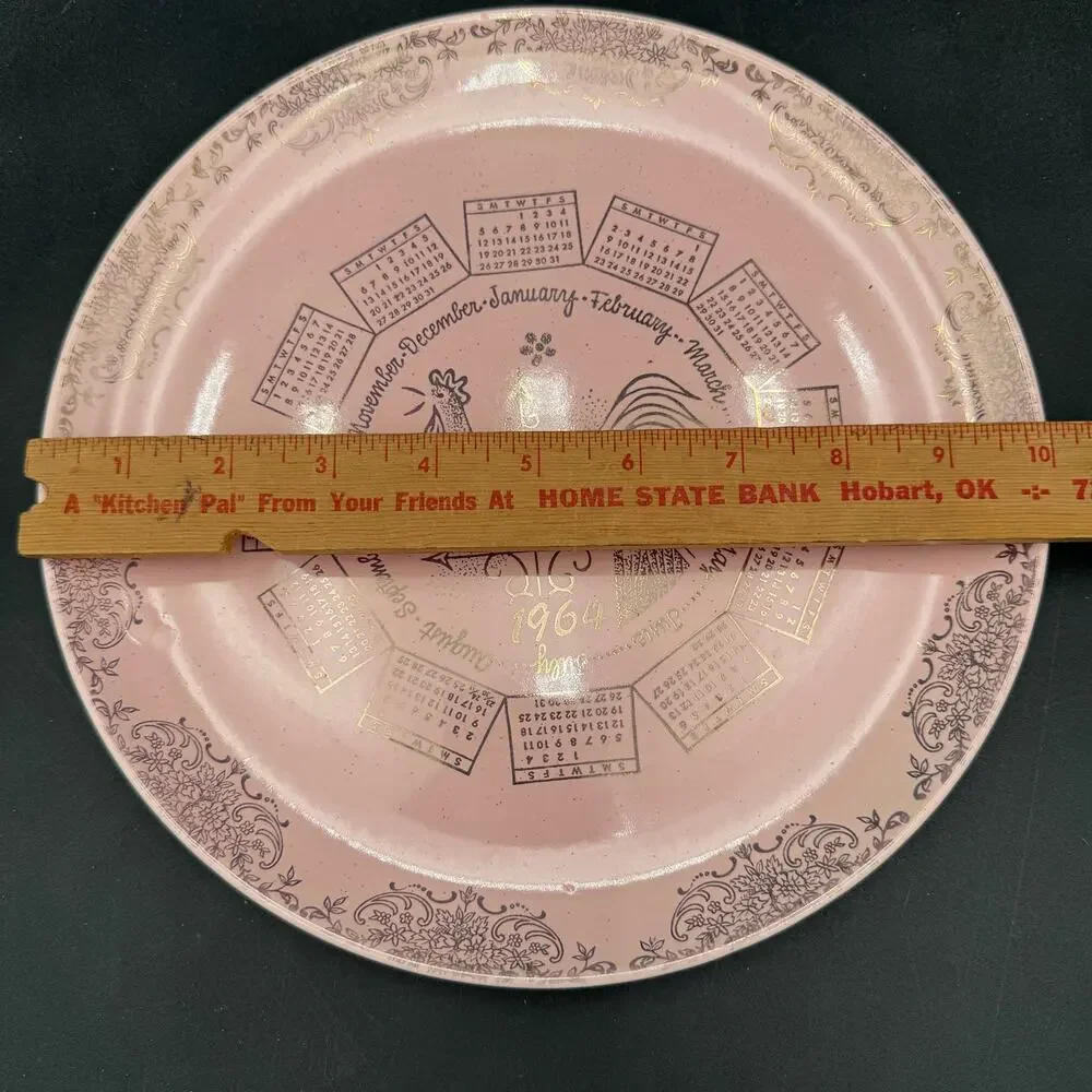 1964 Calendar Plate by TAYLOR, SMITH & TAYLOR (TS&T) Pebbleford Pink Coupe